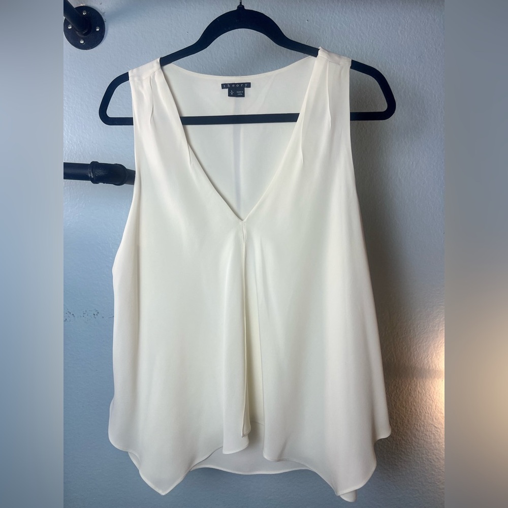 Theory White Flowy Tank